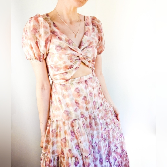 NWT Storia Watercolor Tiered Midi Dress - Picture 5 of 5